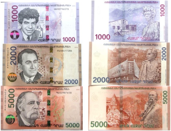1000 2000 5000 Dram UNC Hybrid Technology Armenia 2018 NEW Banknote